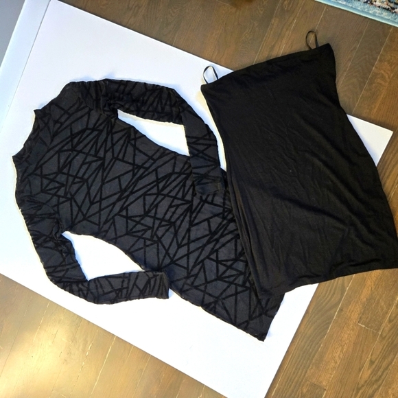 Geometric mesh bodycon long sleeve mini dress sz small/medium - Picture 2 of 7